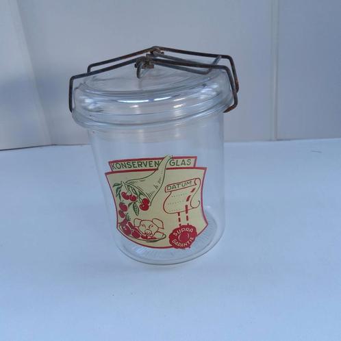 4 unieke weckbokalen met print + deksel + klem. 1 L., Antiek en Kunst, Antiek | Glaswerk en Kristal, Ophalen