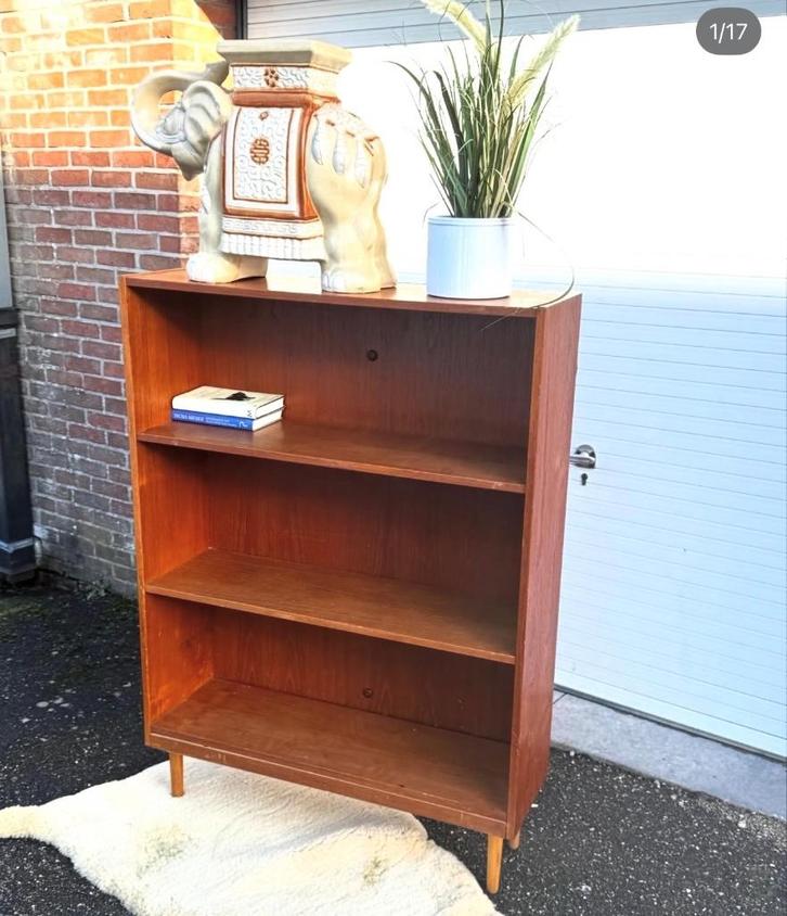 Bibliothèque vintage en teck, Maison & Meubles, Armoires | Bibliothèques, Utilisé, 50 à 100 cm, 100 à 150 cm, 25 à 50 cm, Avec tablette(s)