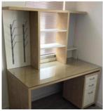 bureau met glasplaat en bovenstel en ladeblok Ikea, Huis en Inrichting, Ophalen, Gebruikt, Bureau