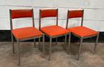 s/3 chaises rétro chrome/skai orange 1960s, Maison et Meubles, Enlèvement ou Envoi