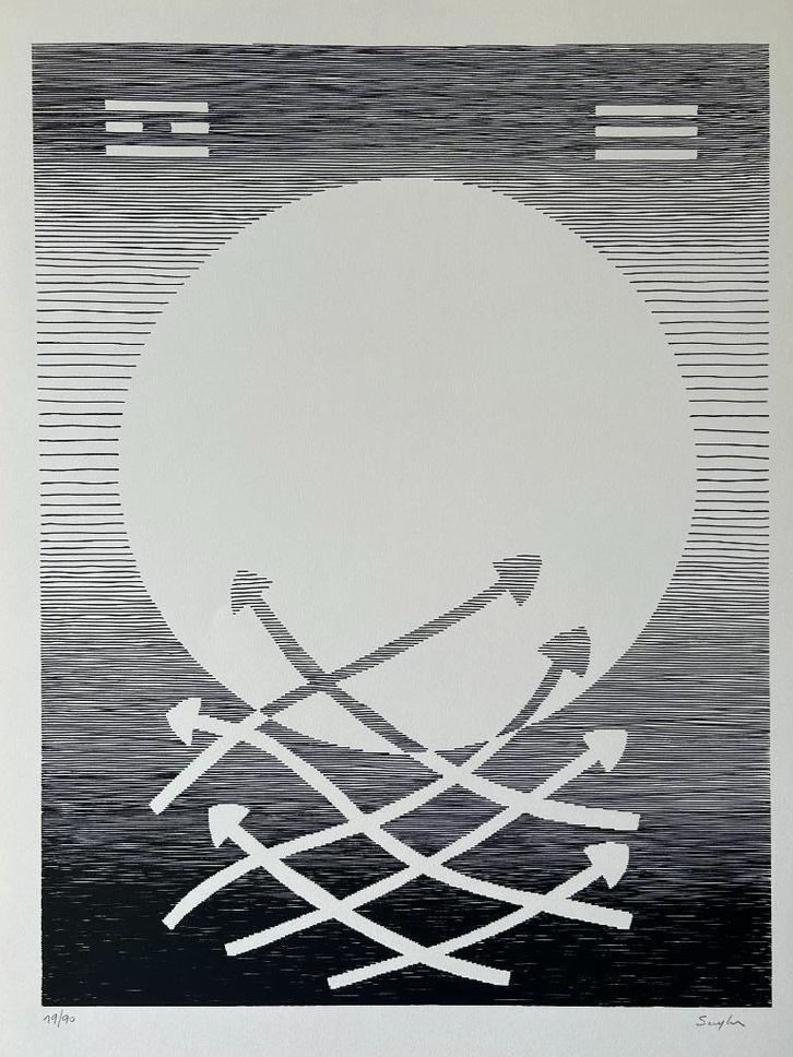 Michel SEUPHOR - Geometrie - Orig. lithografie - 75 x 55 cm, Antiek en Kunst, Kunst | Litho's en Zeefdrukken, Ophalen of Verzenden