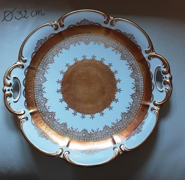 Porceleinen schotel met bladgoud, Antiek en Kunst, Antiek | Keramiek en Aardewerk, Ophalen of Verzenden