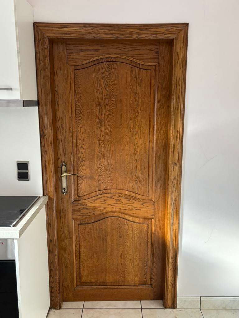 Volledig eiken deuren te koop, Doe-het-zelf en Bouw, Deuren en Vliegenramen, Gebruikt, Binnendeur, 200 tot 215 cm, 80 tot 100 cm