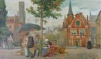 FLOR VAN ACKER / BRUGGE MARKTTAFEREEL / CHROMOLITHO 71x110cm, Ophalen of Verzenden