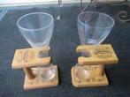 2 stuks glazen met houtenvoet  Pauwels  KWAK, Enlèvement ou Envoi, Neuf, Verre ou Verres, Autres marques