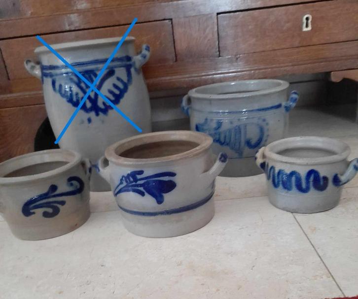 4 Keulse potten, Antiek en Kunst, Antiek | Keramiek en Aardewerk, Ophalen of Verzenden