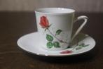 Mokkatasje met roos, Collections, Enlèvement ou Envoi, Comme neuf, Porcelaine, Tasse et/ou soucoupe