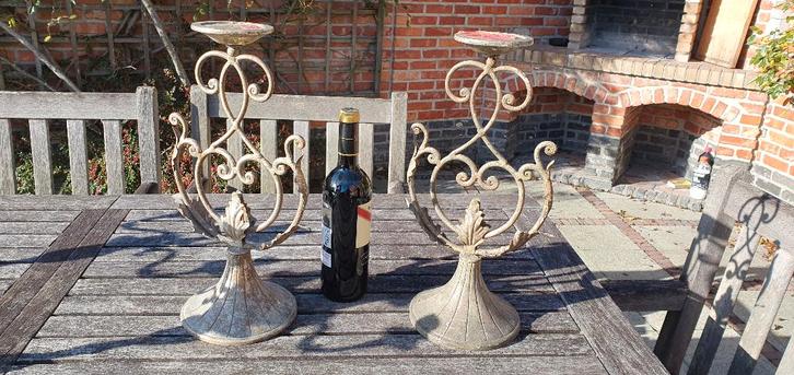 2 grote kandelaars, Huis en Inrichting, Woonaccessoires | Kandelaars en Kaarsen, Metaal, Verzenden