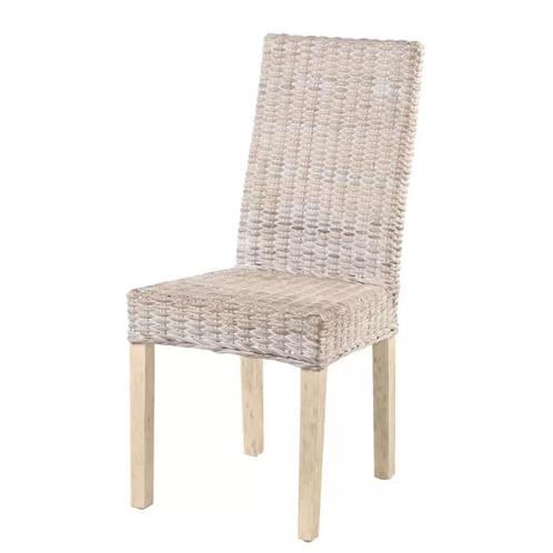 6 Chaises en kubu (rotin) blanc tressé, Huis en Inrichting, Stoelen, Zo goed als nieuw, Vijf, Zes of meer stoelen, Hout, Riet of Rotan