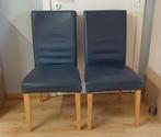 2 blauw/grijze eetkamerstoelen, Huis en Inrichting, Ophalen, Overige materialen, Gebruikt, Twee