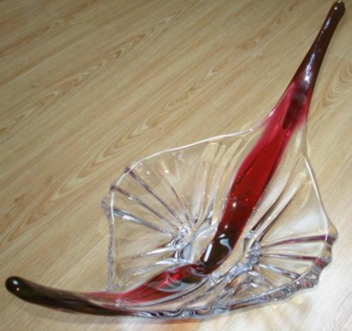 Schaal fruitschaal centrepiece glas bordeaux 52 cm, Antiek en Kunst, Antiek | Schalen, Verzenden
