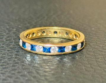 18 karaat gouden ring natuurlijke diamant en saffier 1.68ct! beschikbaar voor biedingen