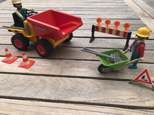 2 sets Playmobil vintage 3756 dumper + streetworker - 1990, Kinderen en Baby's, Speelgoed | Playmobil, Zo goed als nieuw, Complete set