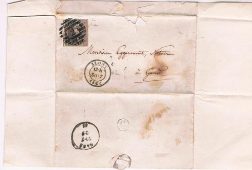 Brief Aalst-Gent 30-7-1862 met Medaillon 10 ct, Postzegels en Munten, Postzegels | Europa | België, Gestempeld, Overig, Staatshoofden