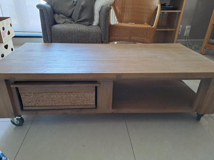 Salontafel, Huis en Inrichting, Tafels | Salontafels, Gebruikt, Minder dan 50 cm, 50 tot 100 cm, 100 tot 150 cm, Rechthoekig, Overige houtsoorten