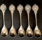 roode pelikaan pelican rouge verzilverde koffie thee lepels, Ophalen of Verzenden