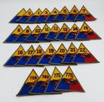 US WWII Armored & Tank Battalion Patches, x25, Ophalen of Verzenden, Landmacht, Embleem of Badge