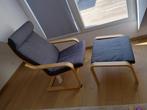 Ikea Poang Fauteuil et repose-pieds, Huis en Inrichting, Fauteuils, Ophalen, Hout, 100 tot 125 cm, Zo goed als nieuw
