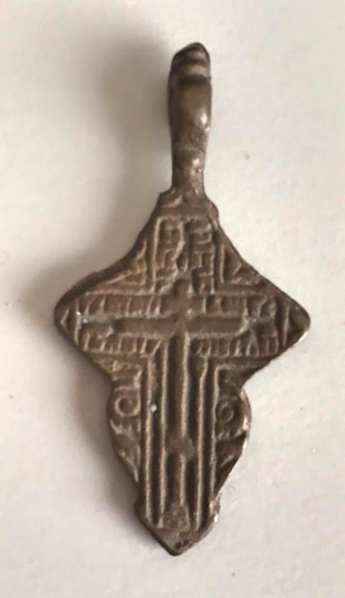 Antique croix chrétienne en bronze, moyen-âge tardif, Collections, Religion