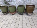 Pot céramique diam. 50cm + soucoupe et plateau à roulettes, Jardin & Terrasse, Pots de fleurs, Enlèvement