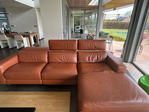 Lederen zitmeubels lounge in cognac kleur, Huis en Inrichting, Zetels | Complete zithoeken, Gebruikt, Leer, Ophalen