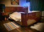 1930’s Ebony veneered massive oak Art Deco double bed, Ophalen