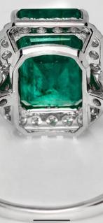 Klassieke 4,7 ct emerald ring wit goud, Handtassen en Accessoires, Ringen, Ophalen of Verzenden, Zo goed als nieuw, Wit, Goud