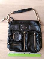Zwarte lederen handtas met goud van DKNY, Handtassen en Accessoires, Ophalen, Zo goed als nieuw, Handtas