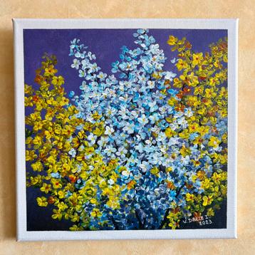 Bloemen.  Schilderij op doek.  V.Daele I. beschikbaar voor biedingen