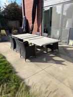 uitschuifbare teak tuintafel 2m40 tot 3m met stoelen, Tuin en Terras, Tuintafels, Ophalen, Gebruikt, Rechthoekig, Hout