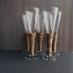 5 glazen met rieten voet, Ophalen, Zo goed als nieuw, Overige typen