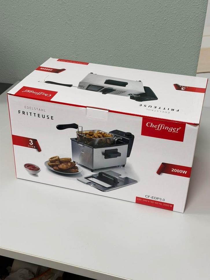Poêle à frire Cheffinger 3L 2000W Fenêtre et panier à frire, Collections, Appareils électroniques, Enlèvement ou Envoi