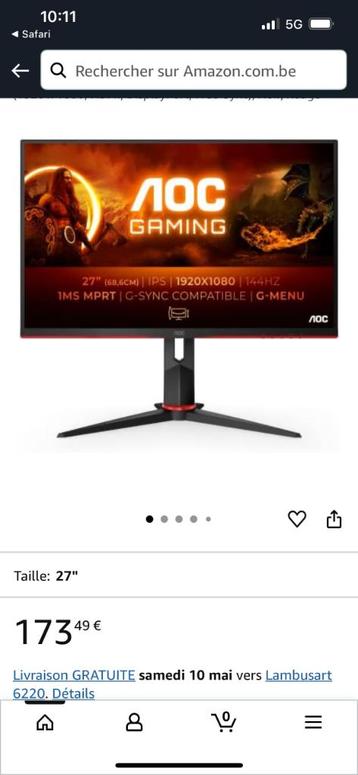 Écran gaming AOC 144hz beschikbaar voor biedingen