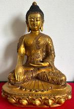 Rare Grand Bouddha Bronze Doré Signé du Tibet, Antiquités & Art, Enlèvement ou Envoi