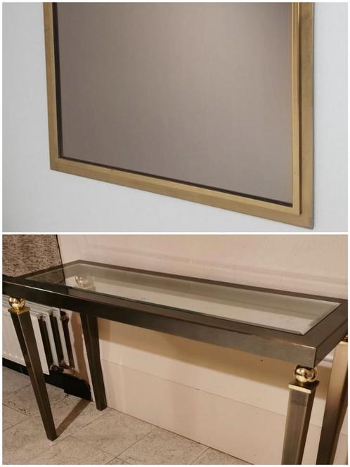 Wandtafel + spiegel, Huis en Inrichting, Tafels | Sidetables, Zo goed als nieuw, Glas, Ophalen