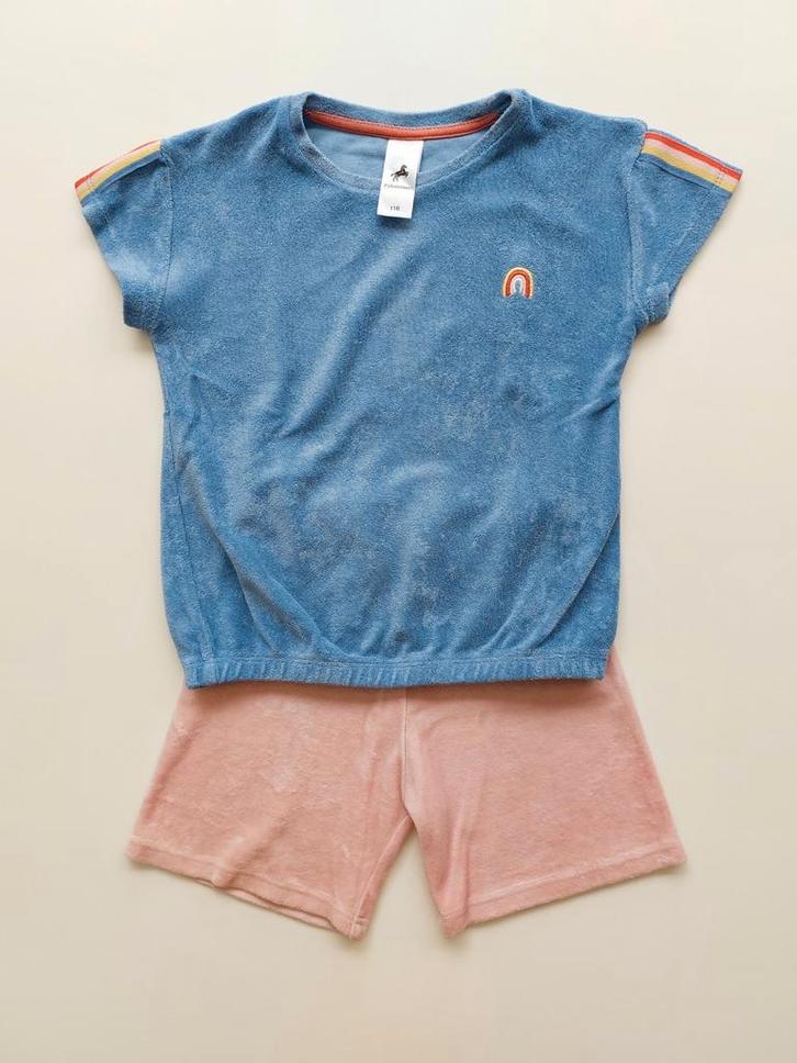 Setje in badstof - maat 116, Kinderen en Baby's, Kinderkleding | Maat 116, Zo goed als nieuw, Meisje, Setje, Ophalen of Verzenden