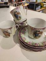 4 Antieke kopjes van Carl Tiesche met schoteltjes, Antiek en Kunst, Ophalen