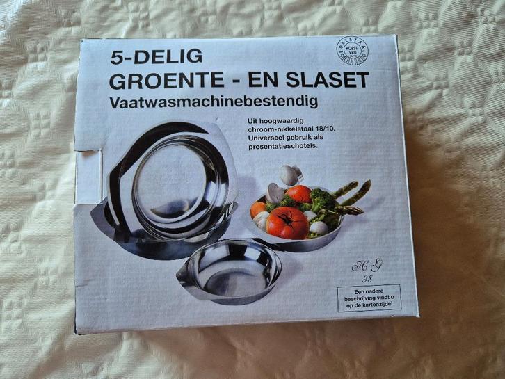 5-delige Groente- en Slaset, Huis en Inrichting, Keuken | Potten en Pannen, Nieuw, Pannenset, Inox, Ophalen of Verzenden