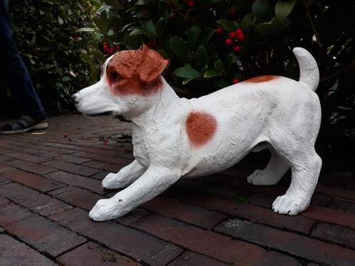Jack Russel Wakend Bruin Wit, Tuin en Terras, Tuinbeelden, Nieuw, Dierenbeeld, Kunststof, Ophalen of Verzenden