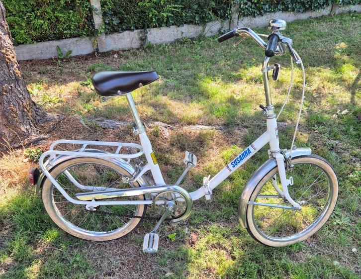 Witte vouwfiets, Fietsen en Brommers, Fietsen | Vouwfietsen, Gebruikt, Dames, Overige merken, Deels opvouwbaar, Versnellingen