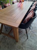Eetplaats - Tafel merk ' Flamant " en 6 Zwarte Stoelen., Huis en Inrichting, Tafels | Eettafels, Ophalen, Eikenhout, 50 tot 100 cm