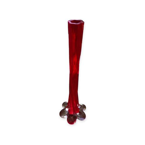 Vintage rode vaas van geblazen glas - originele bloemenbasis, Diversen, Overige Diversen, Zo goed als nieuw, Ophalen of Verzenden