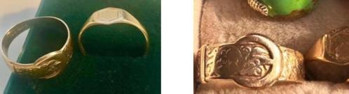 3gouden ringen waarvan 18k goud helderblauw edelsteen topaas, Bijoux, Sacs & Beauté, Bagues, Comme neuf, Femme ou Homme, Plus petit que 17