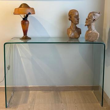 Design-consoletafel „BOBBY” in transparant glas beschikbaar voor biedingen