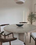 Vintage ronde granieten eettafel, Huis en Inrichting, Ophalen, Overige materialen, Gebruikt, Rond