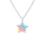 Ster pastel kinderhanger met ketting in zilver, Ophalen of Verzenden, Nieuw, Zilver, Verstelbaar