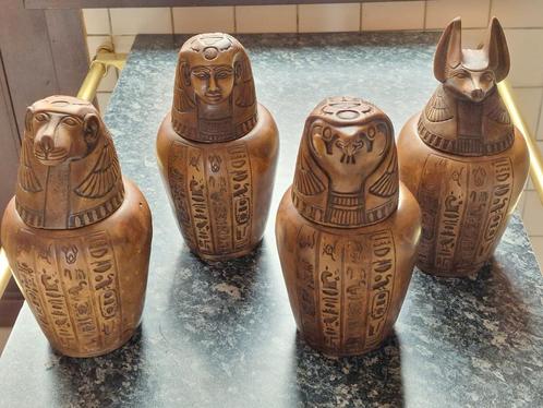 4 Canopic Vazen in steen - Egyptische Kunst, Antiek en Kunst, Kunst | Niet-Westerse kunst, Ophalen