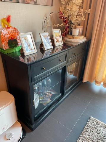 Zwarte dressoir/vitrine, Antiek en Kunst, Ophalen