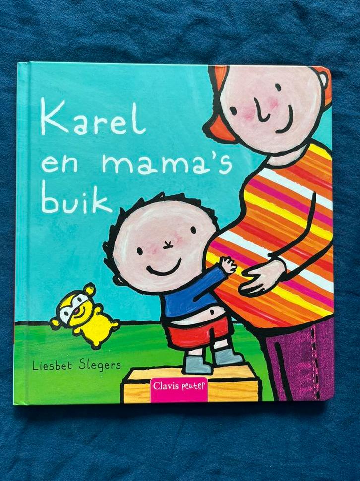 Liesbet Slegers - Karel en mama's buik, Boeken, Kinderboeken | Baby's en Peuters, Zo goed als nieuw, Ophalen