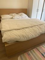 Lit et matelas IKEA, Maison & Meubles, Chambre à coucher | Lits, 160 cm, Deux personnes, Beige, Bois